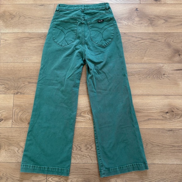 Rollas Jeans Women’s Size 28 Green High Rise Wide Leg Cropped Denim Pants - Picture 5 of 8
